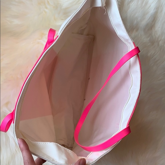 Victoria’s Secret Ivory Neon Pink Tote Bag - Picture 5 of 6